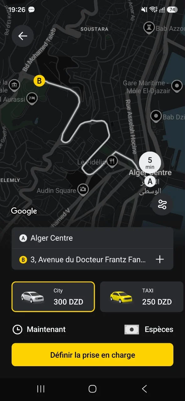 L’application iTAXI : une course dans Alger, avec le prix fixe de la voiture privée et du taxi avant de commander