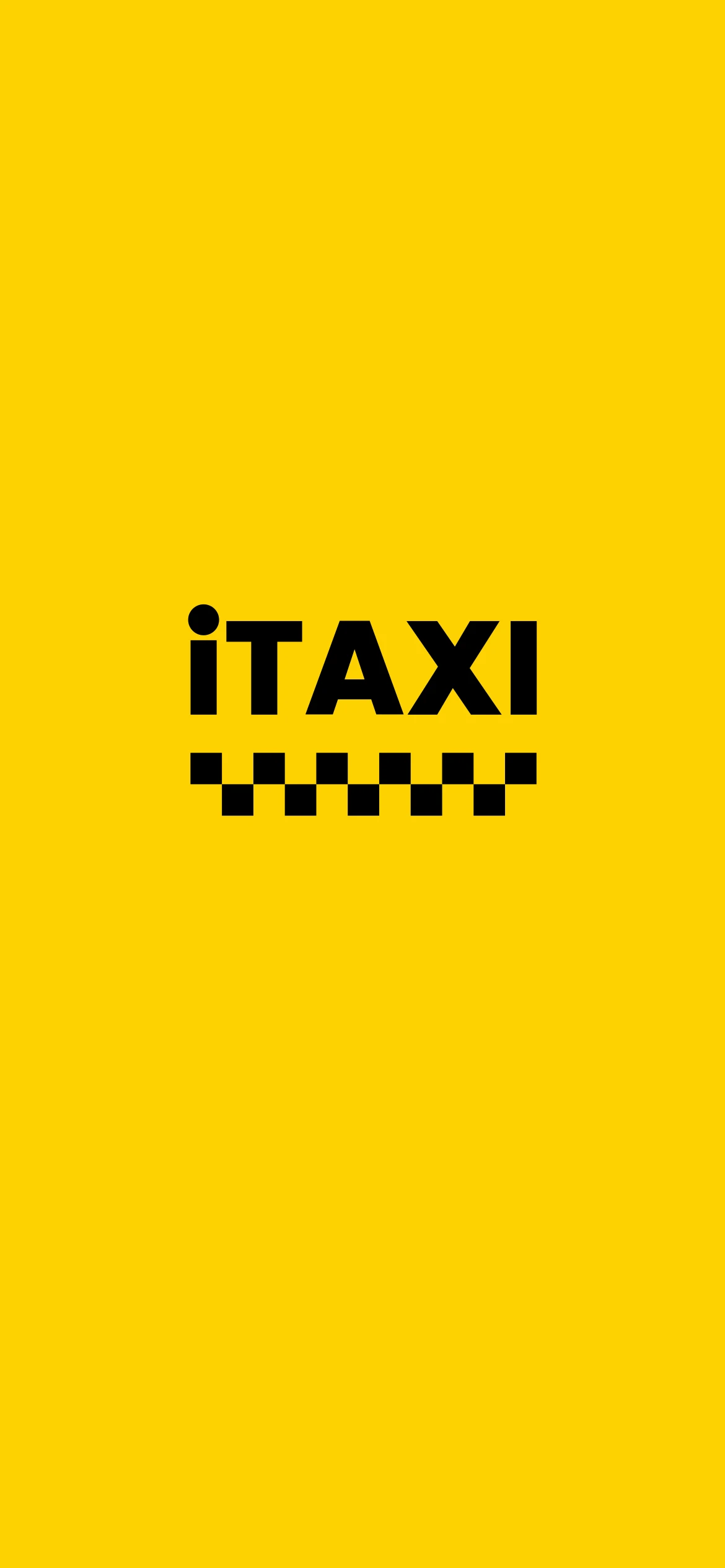 L’application iTAXI à son ouverture : le logo iTAXI sur fond jaune